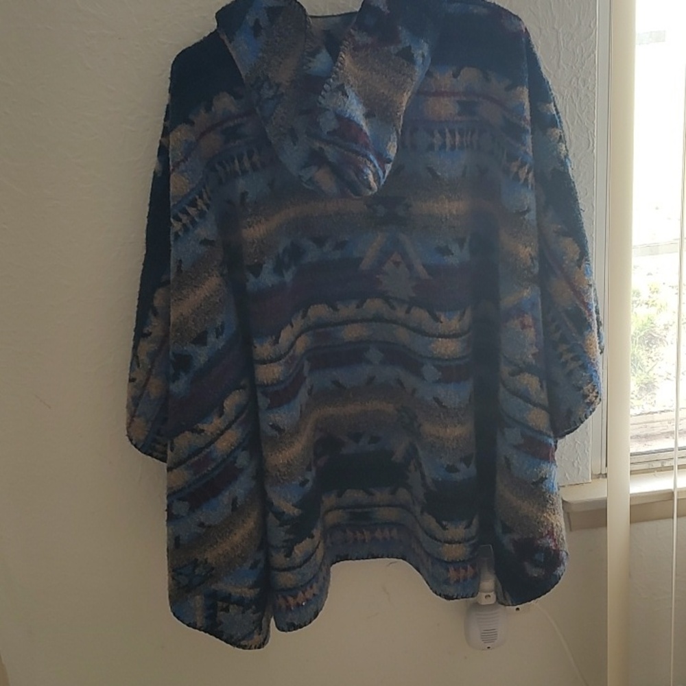 Boho Patterned Hooded Jacket in Blue - Picture 3 of 4